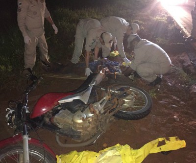 Motociclista que se acidentou no Km 76 da BR-262 foi socorrido ao hospital de Três Lagoas 