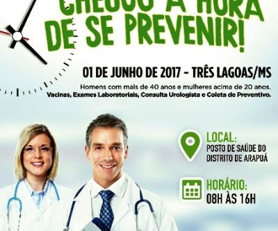 Programa Saúde do Homem e da Mulher será realizado no Arapuá
