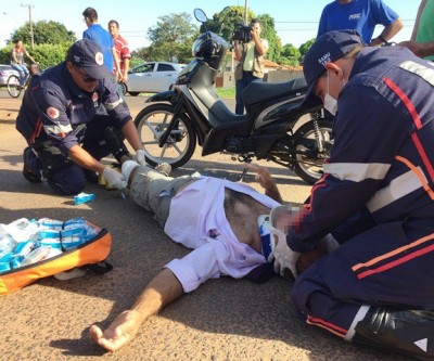     Homem em Shineray sofre acidente e é socorrido pelo SAMU ao Hospital Auxiliadora 