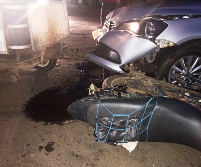 Entregador de gás fica ferido ao ser atingido por carro de taxista 