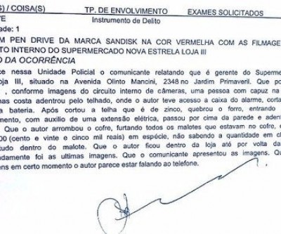 Pen drive entregue para identificar autores de furto em supermercado mostram apenas carrinhos de compras