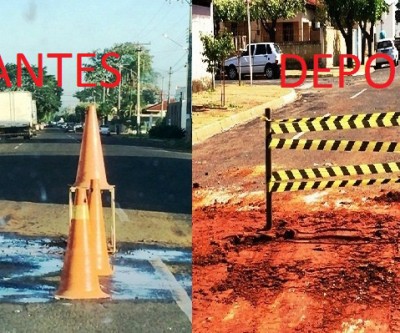 Cliente denuncia vazamento em rua e SANESUL faz o reparo no mesmo período 