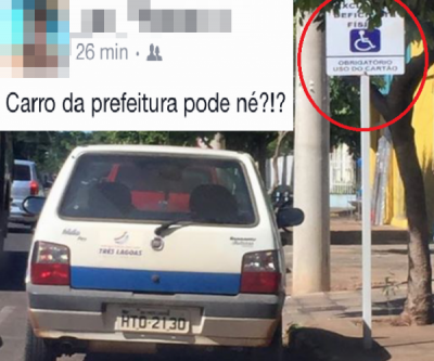  Internauta denuncia carro da prefeitura estacionado em vaga para deficiente físico 