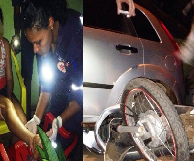 S-10 bate em Duster e arremessa moto contra Fiesta; menor de 12 anos ficou ferida 