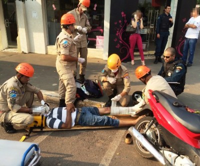 Acidente na área central deixa motociclista ferido 
