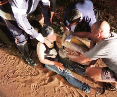 Mulher sofre acidente ao derrapar com moto em “areião” 
