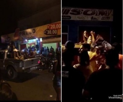 Jovem dança e mostra os seios em cima de camionete em avenida de Três Lagoas