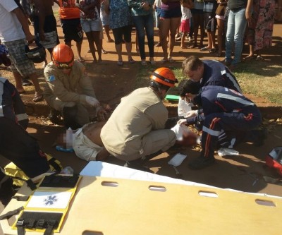 Idoso tem a perna esmagada em acidente no Jardim Alvorada