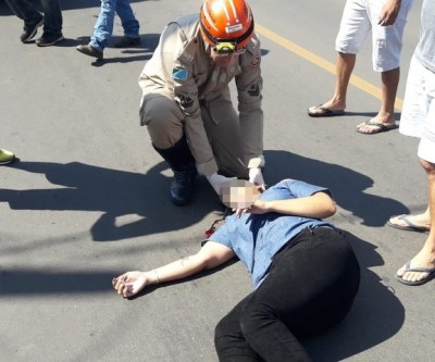 Mulher fica ferida em acidente de trânsito na circular da Lagoa Maior