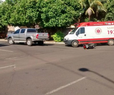 Acidente no centro de Três Lagoas deixou um jovem ferido