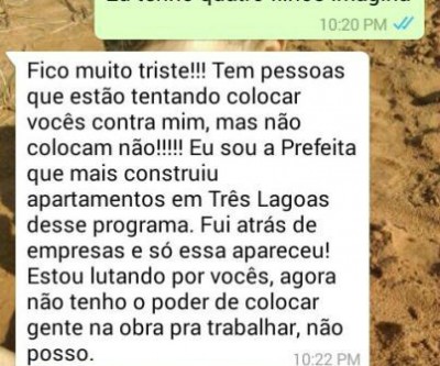 Márcia Moura disse que fica triste pelas pessoas não acreditarem em suas promessas