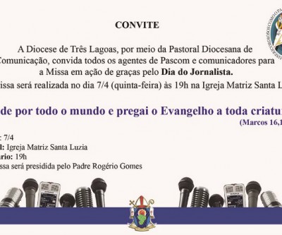 Diocese realiza na 5º feira missa em ação de graças aos jornalistas 