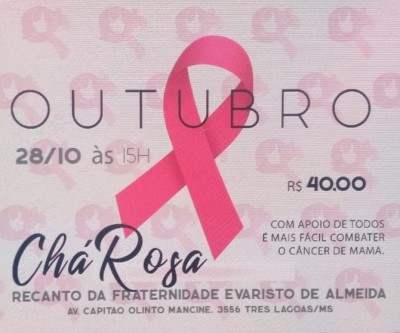 “Chá Rosa” será realizado pela Rede Feminina de Combate ao Câncer em outubro