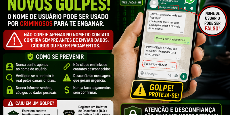 Novo WhatsApp, novo perigo: Procon de Três Lagoas alerta que nome de usuário pode virar arma para golpistas
