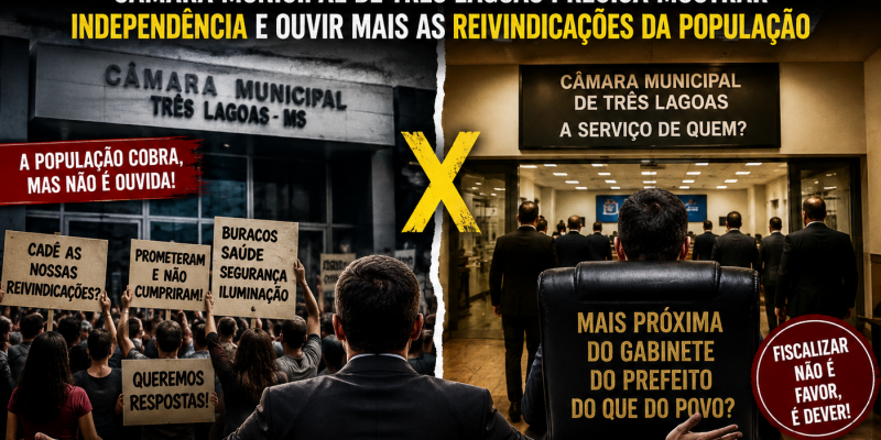  “Casa do Povo” ou “Casa do Prefeito”? Câmara Municipal de Três Lagoas precisa mostrar independência e ouvir mais as reinvindicações; diz população 
