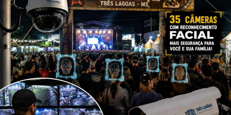 SORRIA, VOCÊ ESTÁ SENDO FILMADO: Festa do Folclore tem 35 câmeras com reconhecimento facial de olho no público em Três Lagoas