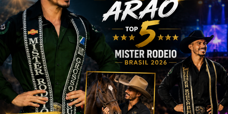 14 ANOS DEPOIS, ELE VOLTOU: Bruno Arão coloca Três Lagoas no Top 5 do Mister Rodeio Brasil 2026 em Barretos-SP
