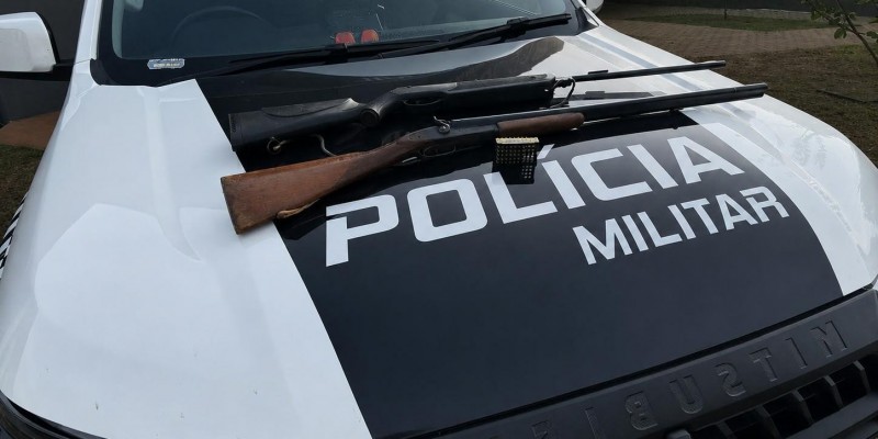 CERCO DA PM A 68 KM DE TRÊS LAGOAS: Policiais do 2º BPM apreendem duas espingardas e 36 munições