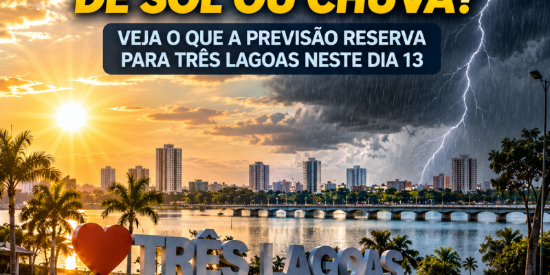 Domingo de sol ou chuva em Três Lagoas: Veja o que a previsão reserva para este dia 13
