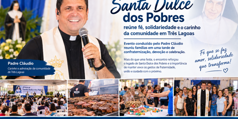 3ª Festa de Santa Dulce dos Pobres foi de muita fé, solidariedade e o carinho da comunidade em com o Padre Claudio de Três Lagoas