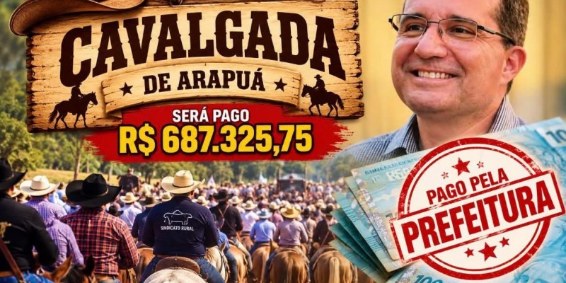 Coincidência chama atenção: Prefeitura prevê os mesmos R$ 687 mil do ano passado para pagar a Cavalgada de Arapuá com dinheiro público