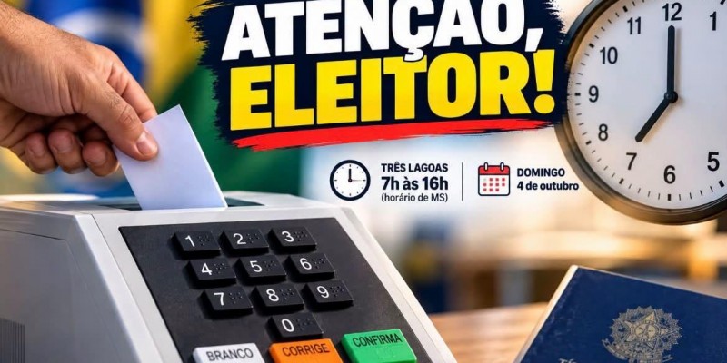 ATENÇÃO ELEITOR: Em Três Lagoas votação termina às 16h; confusão com horário de Brasília pode fazer eleitor perder o voto