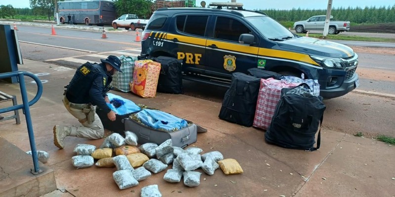 VEJA O VÍDEO: Mulher usa identidade falsa, viaja com a filha menor e acaba presa junto com outra passageira com mais de 250 kg de haxixe e folhas de coca em Três Lagoas