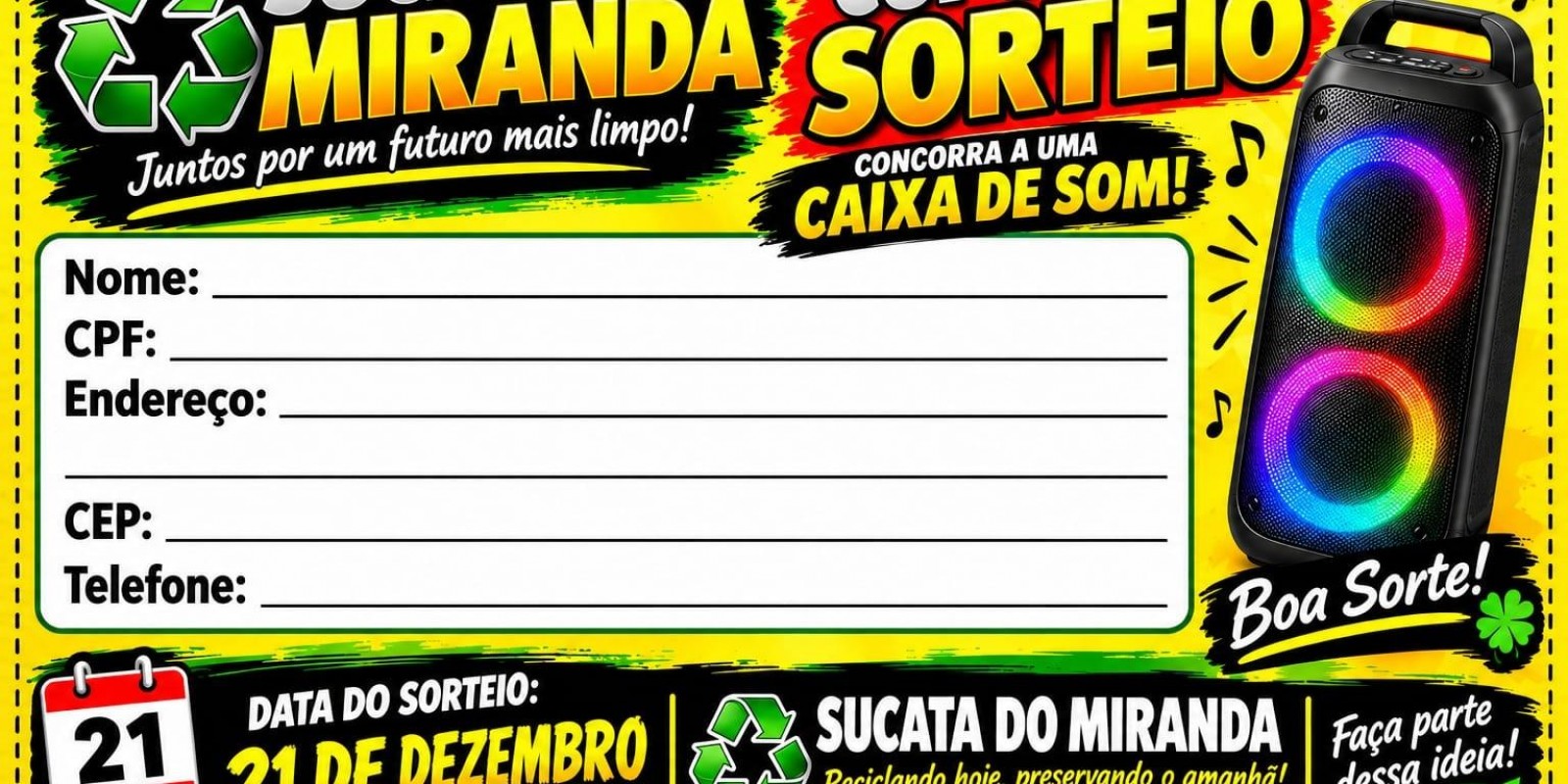  Venda suas latinhas e sucatas e ainda concorra a uma caixa de som no “Sucata do Miranda” em Três Lagoas