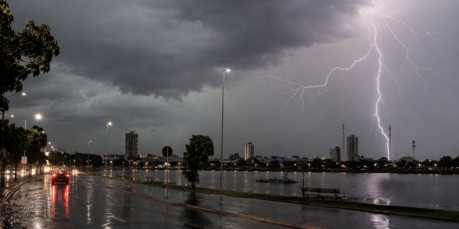 Três Lagoas vira alvo de tempestades: 435 raios em uma tarde foram contabilizados com ventos de até 70 km/h