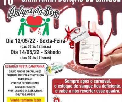 “Amigos do Bem” realiza a 18° edição de campanha de doação de sangue neste final de semana 
