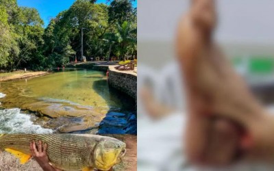 ‘Acontecimento incomum’: Peixe ataca e quase arranca calcanhar de visitante em Balneário de Bonito