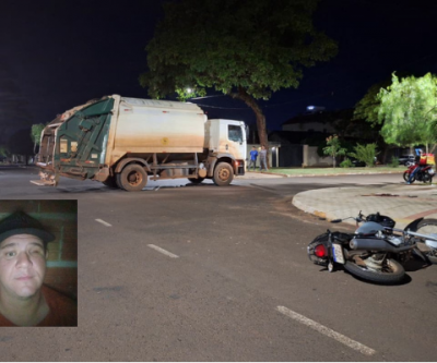 Motociclista invade preferencial e morre após acidente com caminhão de lixo em Dourados