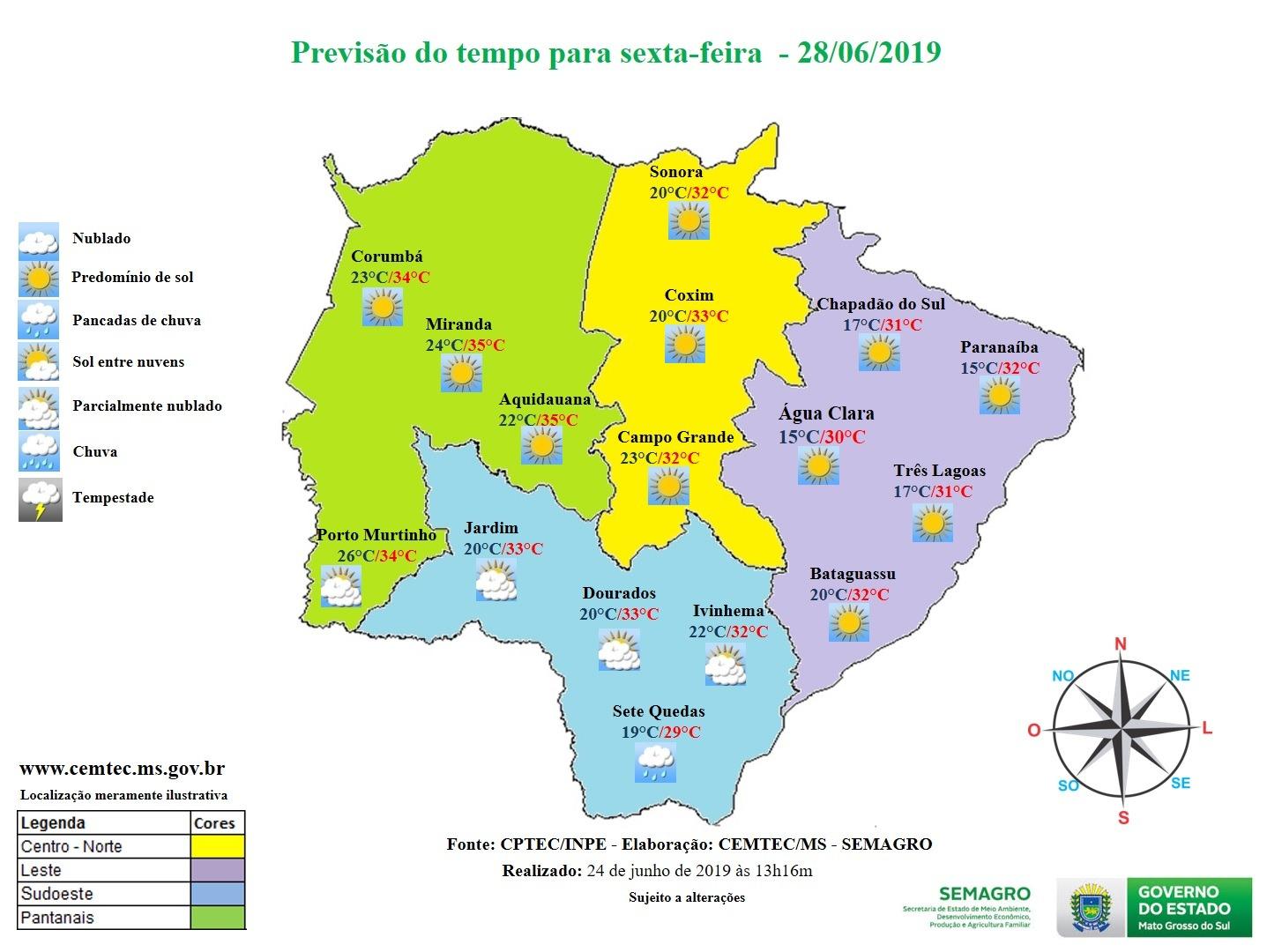 A sexta-feira registra aumento na temperatura em Três Lagoas; chuvas não são esperadas