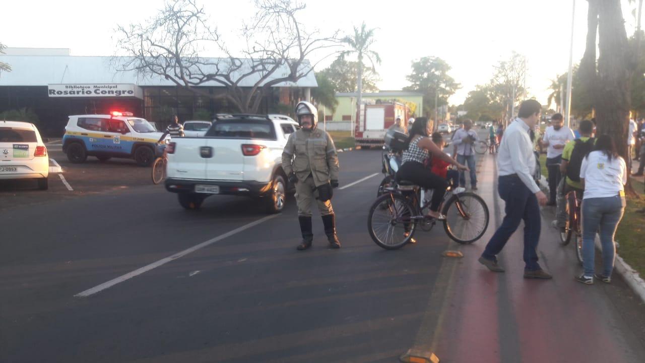 Blitz educativa abordou centenas de ciclistas na Lagoa Maior nesta quarta (17)