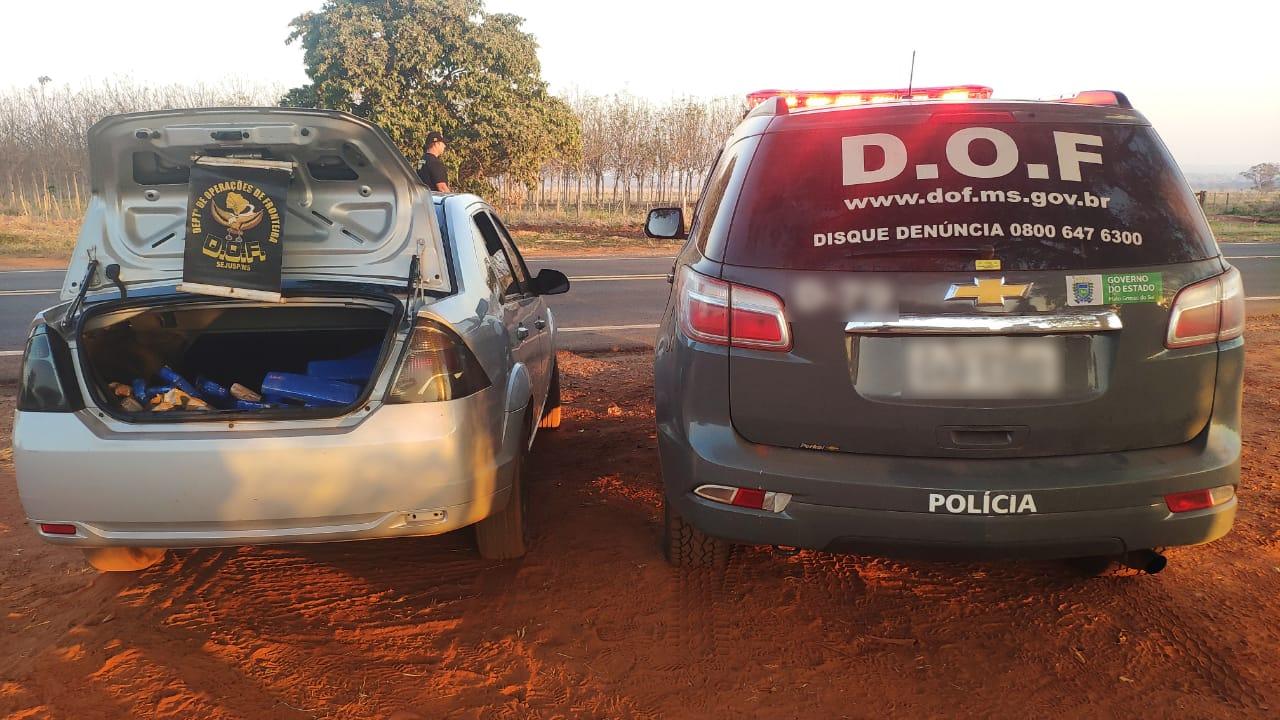 DOF apreende veículo carregado com 76 quilos de maconha