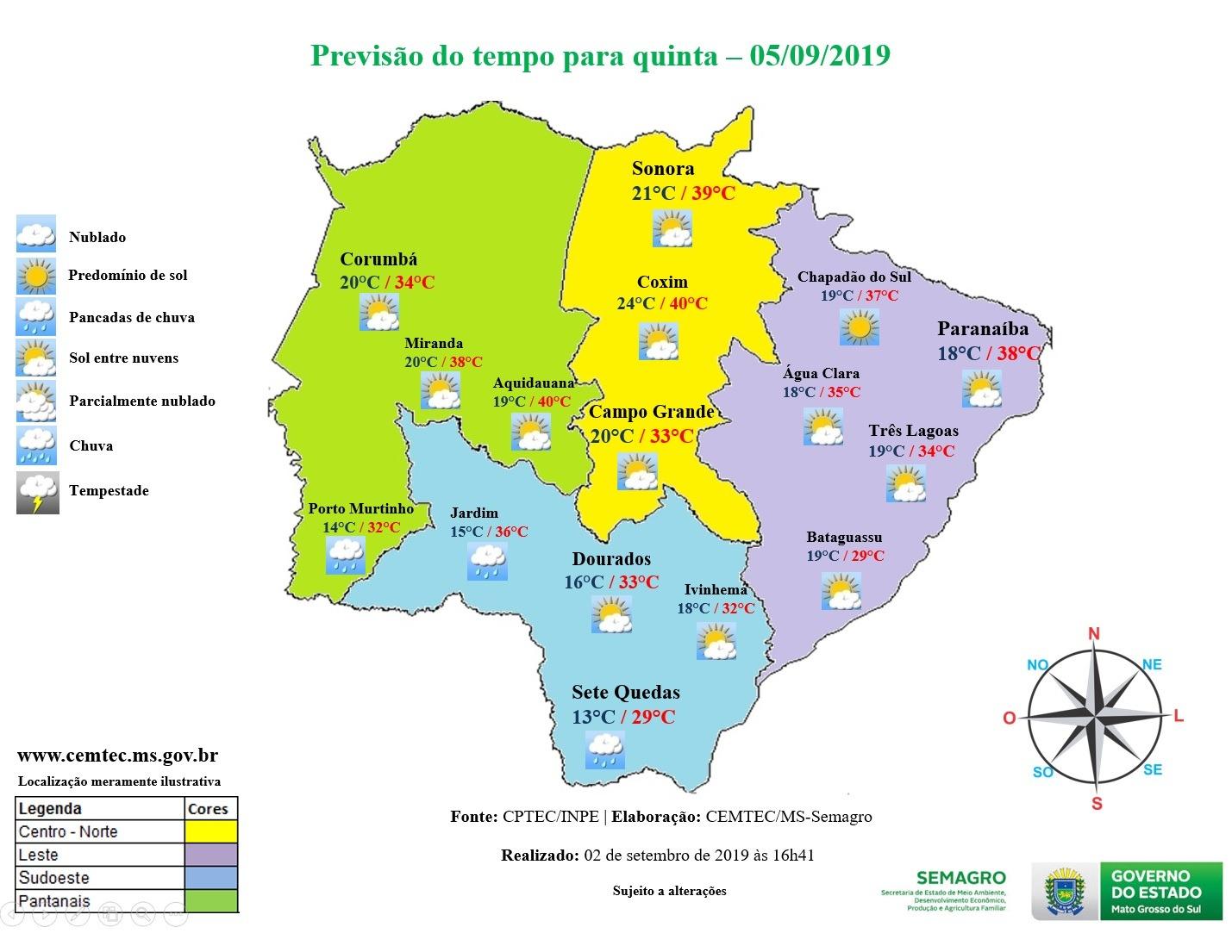 Na quinta-feira (5), com tempo estável, a temperatura deve anotar 29 ºC