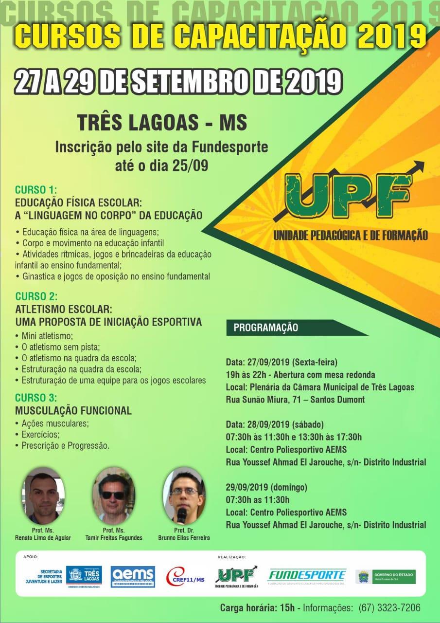 FUNDESPORTE realiza Cursos de Capacitação gratuitos para profissionais e estudantes de Educação Física de Três Lagoas FUNDESPORTE realiza Cursos de Capacitação gratuitos para profissionais e estudantes de Educação Física de Três Lagoas