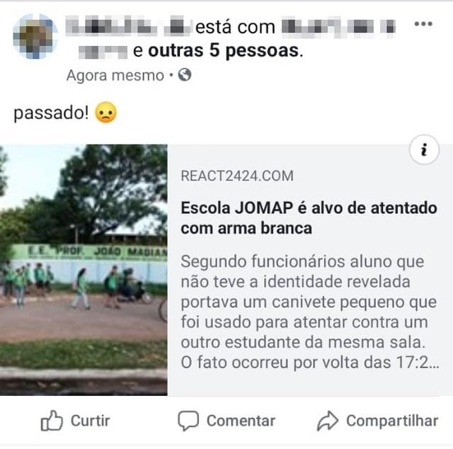 Fake News sobre atentado em escola estadual deixa internautas assustados