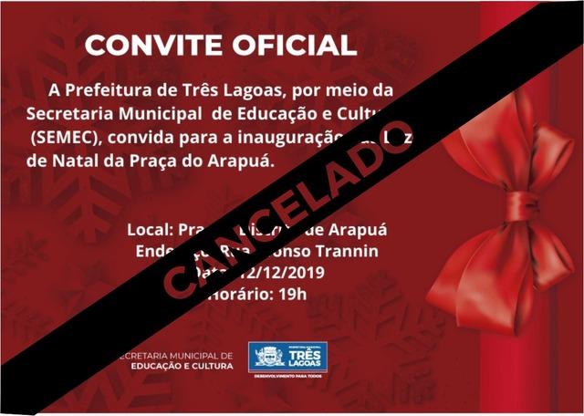 Inauguração da iluminação natalina do Distrito de Arapuá é cancelada devido a chuva