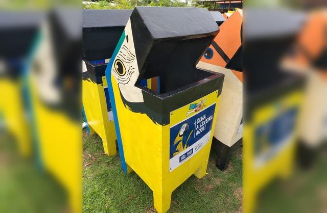 Lagoa Maior recebe lixeiras em formato alusivo aos animais presentes na fauna local