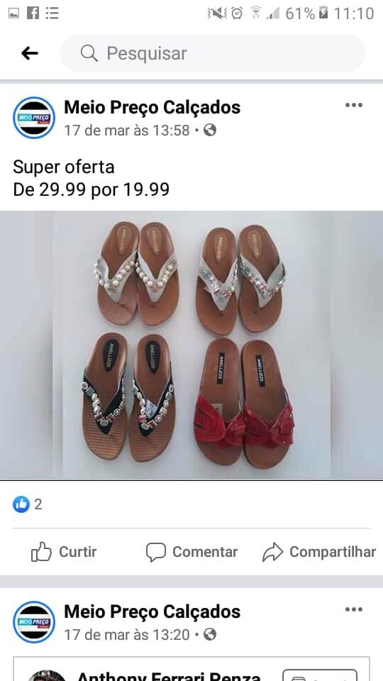 Mega promoção em loja vende rasteirinha por R$ 19,99 e sandálias por R$ 49,99