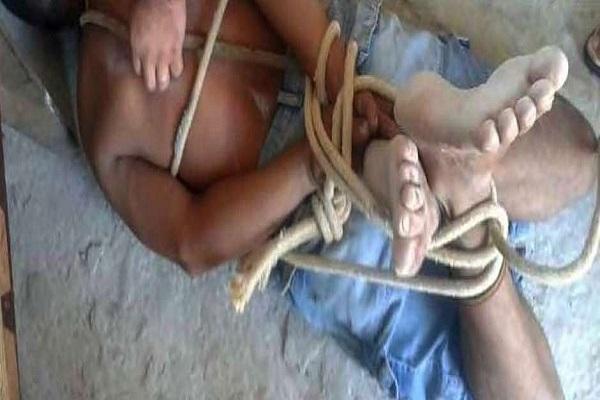Autor de tentativa de homicídio é amarrado por moradores e entregue a polícia Autor de tentativa de homicídio é amarrado por moradores e entregue a polícia