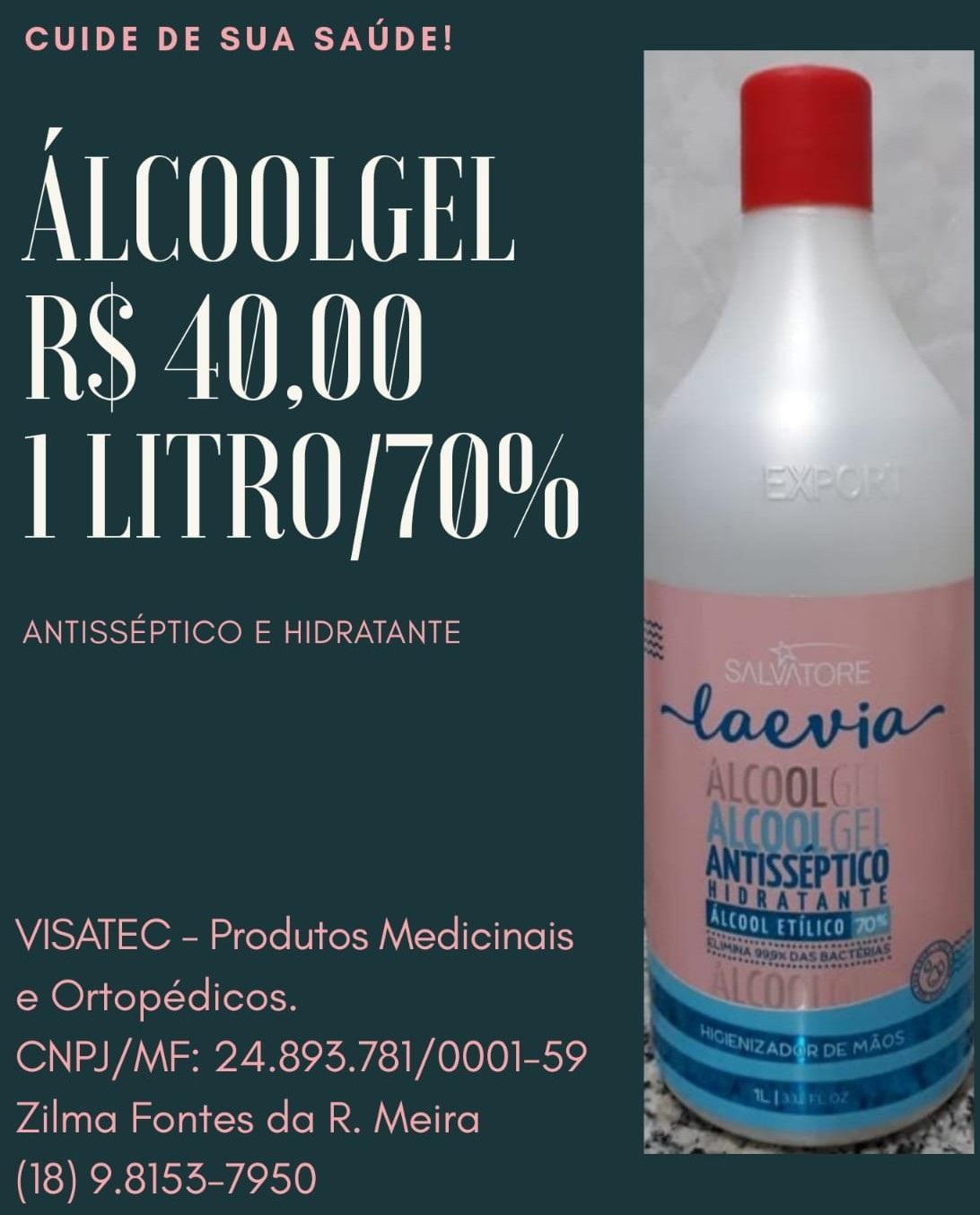 Álcool em Gel Antisséptico 70% por R$ 40,00 o Litro, faça sua reserva pelo whats Álcool em Gel Antisséptico 70% por R$ 40,00 o Litro, faça sua reserva pelo whats