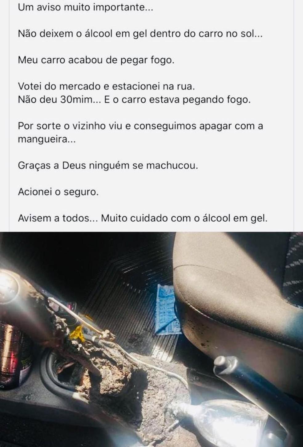 ALERTA: ALERTA: 'Deixar álcool no carro é risco de combustão', diz chefe de bombeiros