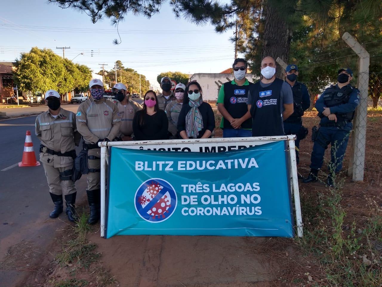 Blitz educativa conscientiza sobre Covid-19 em Três Lagoas (MS)