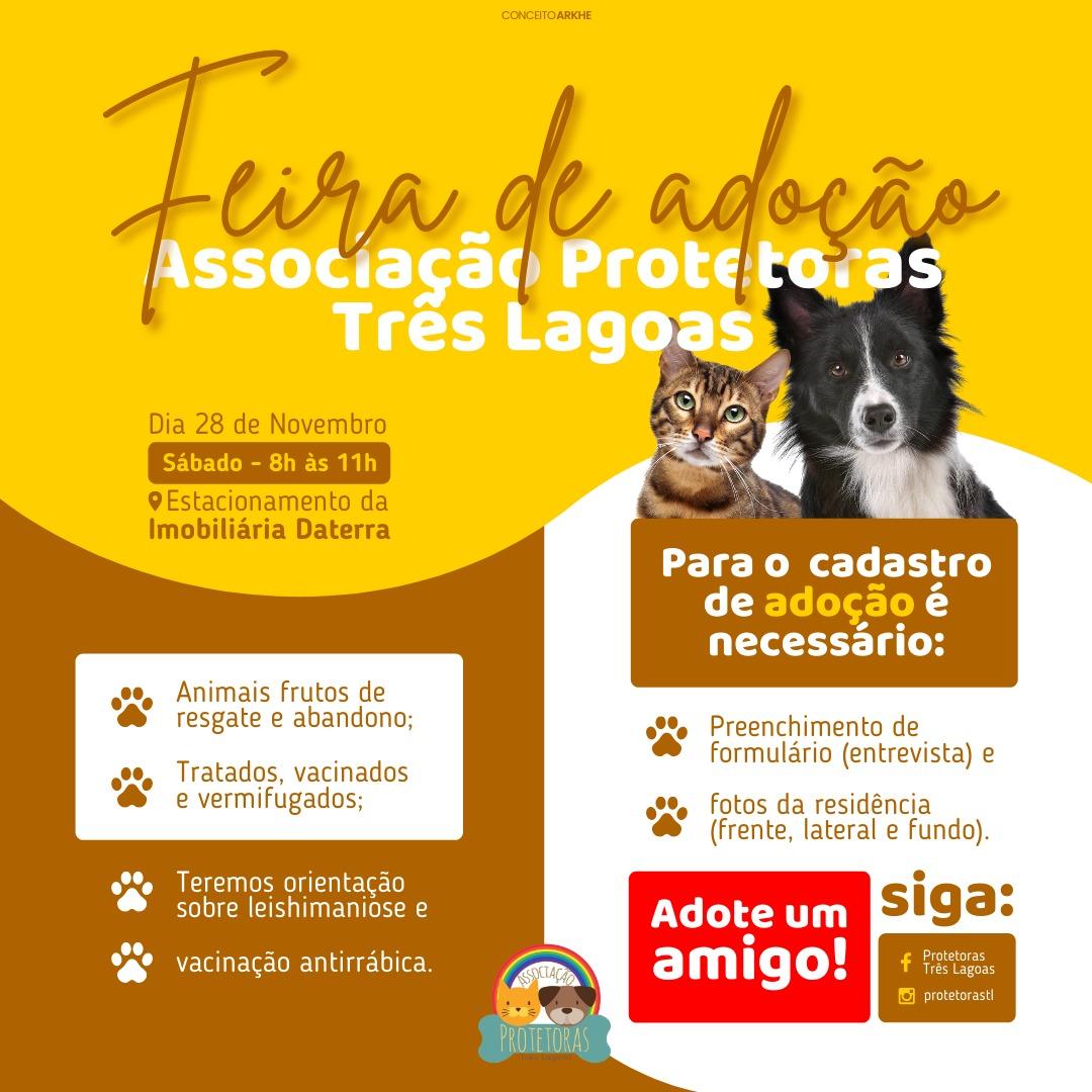 Associação Protetoras Três Lagoas realiza “Feira de Adoção” de cães e gatos neste sábado