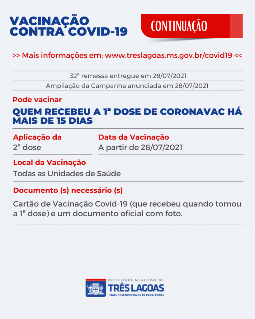 Devido ao frio, SMS vai vacinar pessoas com 29 anos ou mais contra Covid-19 Devido ao frio, SMS vai vacinar pessoas com 29 anos ou mais contra Covid-19