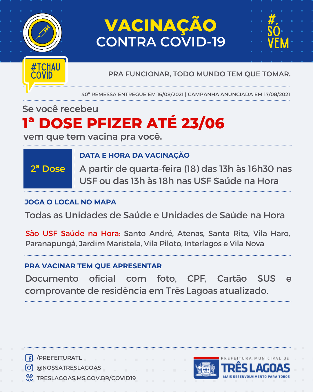 SMS anuncia 2ª dose de Astrazeneca e Pfizer e reforça necessidade do Cartão SUS