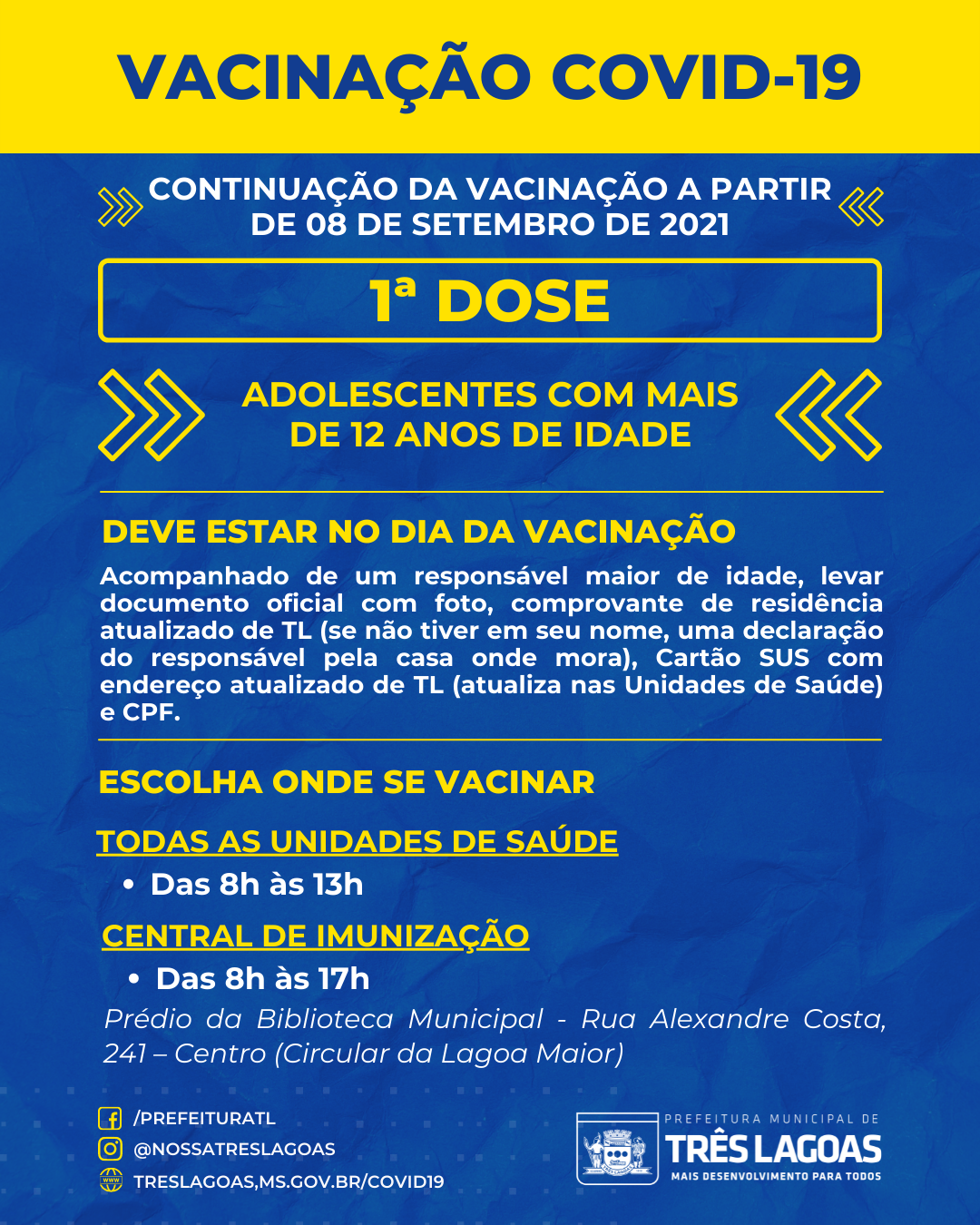 Mesmo sem novo lote, SMS segue vacinando pessoas com 1ª, 2ª e 3ª dose contra COVID-19