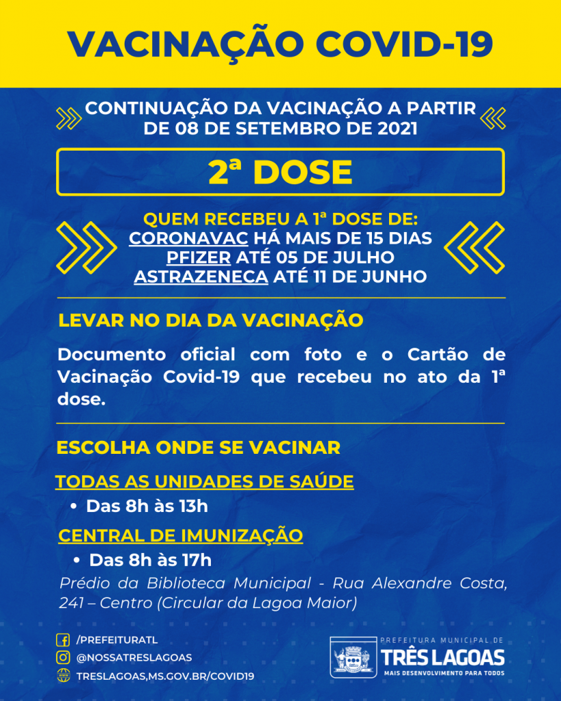 Mesmo sem novo lote, SMS segue vacinando pessoas com 1ª, 2ª e 3ª dose contra COVID-19